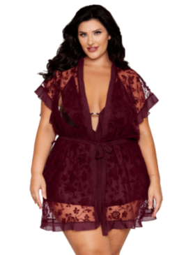 Nuisette et peignoir grande taille couleur aubergine - DG13666XCHE